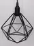 Lustre luminoso Pendente em Aramado Estilo Diamante Industrial na cor preta alta