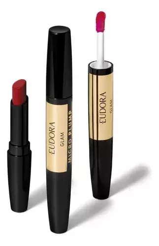 Eudora Glam Micro Plump Batom Duo Vermelho Único 1,8g Acabamento Matte