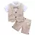 Conjunto de roupas para bebês meninos, roupa infantil do Cavalheiro, top e shor - Da3 styles