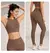 Conjunto de roupas de yoga feminino cintura alta leggings e topo duas peças sem - Da3 styles