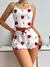 Conjunto de pijama feminino com estampa de morango, malha canelada de seda gelad - comprar online