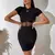Mia Muse Vestidos Moda Verão Sexy Gaze Manga Curta Gola Pescoço Mini Vestidos na internet
