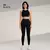 Conjunto de roupas de yoga feminino cintura alta leggings e topo duas peças sem