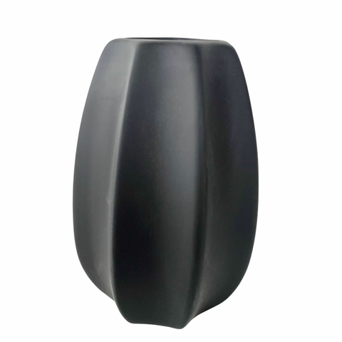 Vaso centro de mesa preto fosco moderno trabalhado cerâmico