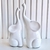 Dupla escultura elefante branco mãe e filho de cerâmica - Dünne It