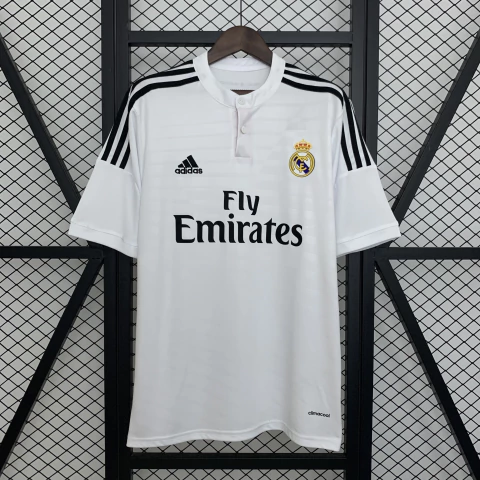 Camisa Retrô do Real Madrid - Home 14/15 - Retrô Masculina Nike - Branca, Verde e Vermelha