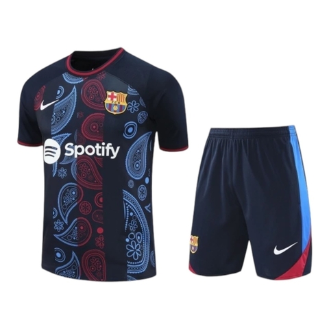 Kit Treino adulto - Camisa e Shorts - Barcelona Nike 24/25 - Azul com detalhes em branco e vermelho - comprar online
