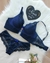 Conjunto Sutiã Cropped Reforçado de Espuma e com Calcinha Fio Renda