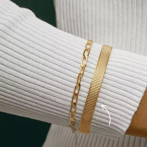 Bracelete Adara – Textura e Elegância com Banho Ouro 18K