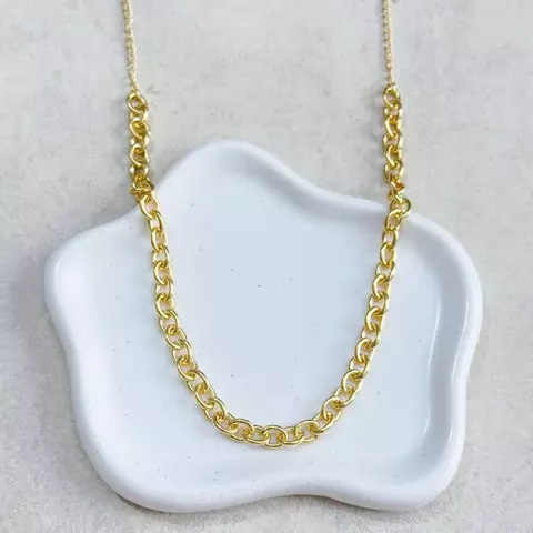 Colar Ravena – Corrente Elo Duplo com Banho em Ouro 18K