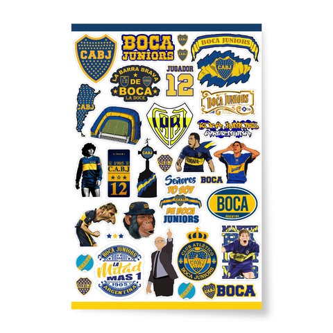 Plancha de stickers en vinilo. Boca Juniors. Clubes de Fútbol. - comprar online