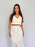Conjunto blusa e saia midi em linho cor branco - LE DIVINE