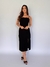 VESTIDO DE ALCINHAS MIDI CORTE RETO PRETO