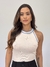 Blusa regata izabela cor branca com detalhe azul