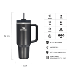 Vaso Térmico Stanley Quencher 1.18 Litros – Acero Inoxidable, Aislamiento al Vacío, Libre de BPA