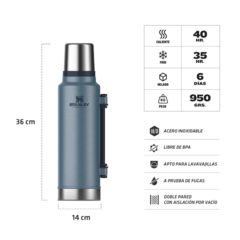 Termo Stanley Clásico 1.4 Lts. Asa Plegable - comprar online