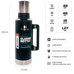 Termo Stanley Clásico 2.3 Litros – Acero Inoxidable, 48h de Conservación, Libre de BPA - tienda online