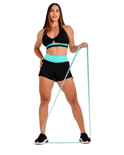 CONJUNTO FITNESS PRETO COM SHORT TREINO COD 23