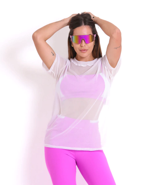 BLUSA TELINHA BRANCA TRANSPARENTE PUREZA COD 55