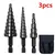 Conjunto com 3 Brocas de Passo HSS Titânio | 3-12mm | 4-12mm | 4-20mm | Sulco Reto - Perfuração precisa e versátil em diversos materiais! Este kit com 3 brocas de passo HSS com revestimento de titânio é ideal para profissionais e hobbystas que precisam de eficiência, durabilidade e múltiplos tamanhos em uma só ferramenta.