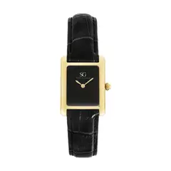 Relógio Minimalista Quadrado Square Croco Murray Black Gold