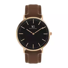 Relógio Minimalista Marrom Pulseira de Couro Bronx Black Rosé Gold 40mm - comprar online