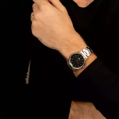 Relógio Masculino Pulseira Prata Belmont Black Silver 40mm na internet