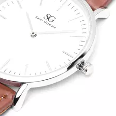 Relógio Masculino Marrom Pulseira de Couro Bronx Silver 40mm - Volhora