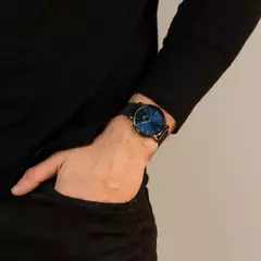 Relógio Minimalista Pulseira Preta Houston Full Blue 40mm - Volhora