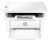 Impresora multifunción monocromática HP LaserJet M141w de color blanco, con papel en la bandeja de salida, ideal para oficinas y hogares.