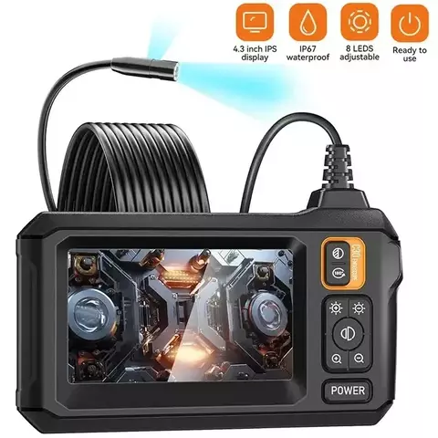 Câmera de Inspeção Industrial HD 1080p: A Ferramenta Essencial para Reparo Automotivo e Tubulações com Tela de 4.3" - Câmera de Inspeção 1080p IP67 e Sonda de 8mm
