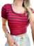 Cropped Feminino Manga Curta Gola Redonda Listrado Gleiciane Ref.1024 - comprar online