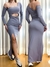 Vestido Feminino Longo Manga longa e Fenda Valeria