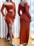Vestido Feminino Longo Manga longa e Fenda Valeria