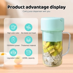 Vaso Licuadora Portátil USB – 420 ml con Sorbete de Silicona
