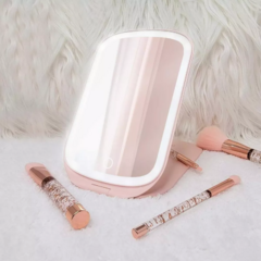 Espejo de Maquillaje con Luz LED Plegable | Compacto y Regulable