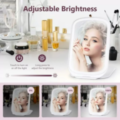 Espejo de Maquillaje con Luz LED Plegable | Compacto y Regulable en internet