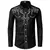 Manga comprida padrão listrado impresso camisa masculina, botão de rua ao ar livre, moda Designer - loja online