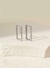 Brinco argola retangular cravejada em Prata 925 com banho de ródio branco - comprar online