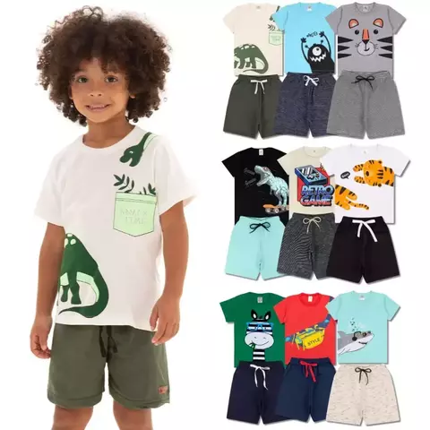 Kit Petit Menino – 5 Conjuntos de Roupa para Bebê (Tamanhos 1 ao 3) com Conforto e Estilo