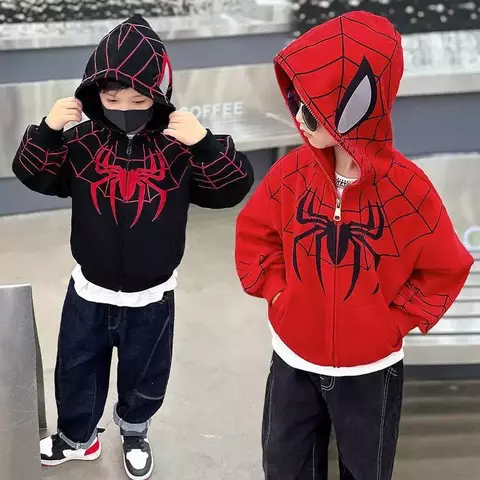 Moletom Infantil Spider Power – Jaqueta com Capuz Outono Quente