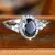 Imagem do Anel cristal preto oval com corpo prata noivado