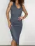 Vestido Feminino Midi em Ribana Assimétrico Alça Cruzada Tatiane Ref. 1383