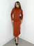 Vestido Feminino Midi em Ribana Manga Longa com Gola Adriana Ref. 1478