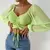 Sexy feminino malha lanterna mangas cordão envoltório peito nu midriff t camis - Vezzystore