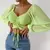 Sexy feminino malha lanterna mangas cordão envoltório peito nu midriff t camis - Vezzystore