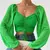 Imagem do Sexy feminino malha lanterna mangas cordão envoltório peito nu midriff t camis