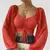 Sexy feminino malha lanterna mangas cordão envoltório peito nu midriff t camis