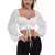Sexy feminino malha lanterna mangas cordão envoltório peito nu midriff t camis na internet