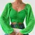 Sexy feminino malha lanterna mangas cordão envoltório peito nu midriff t camis na internet